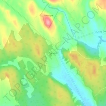 Topografisk kort Gräsmyr, højde, terræn