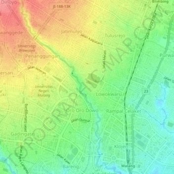 Topografisk kort Samaan, højde, terræn