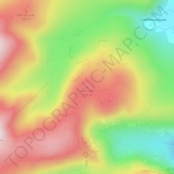 Topografisk kort Hartside, højde, terræn