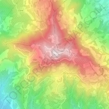 Topografisk kort Monte Calvarina, højde, terræn