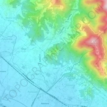 Topografisk kort Nicola, højde, terræn