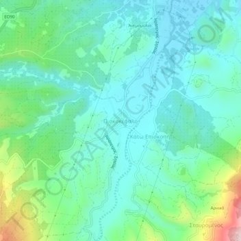 Topografisk kort Piskokefalo, højde, terræn