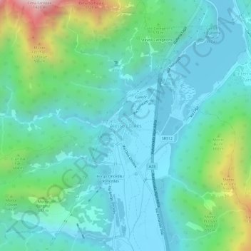 Topografisk kort Alesso, højde, terræn