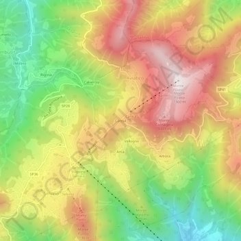 Topografisk kort Cantul, højde, terræn