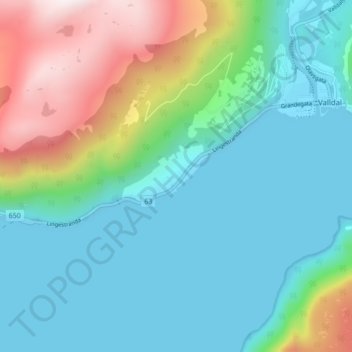 Topografisk kort Linge, højde, terræn
