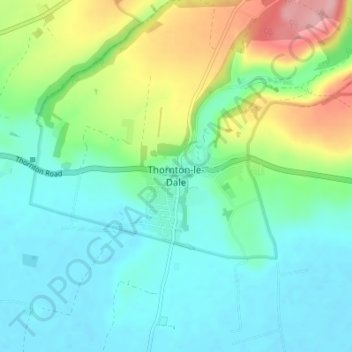 Topografisk kort Thornton-le-Dale, højde, terræn