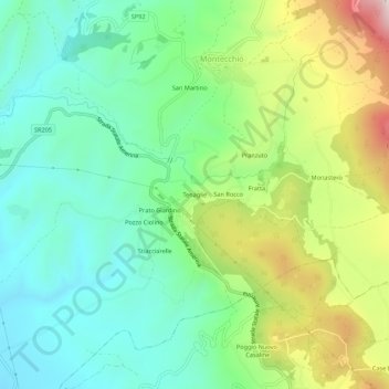 Topografisk kort Tenaglie, højde, terræn