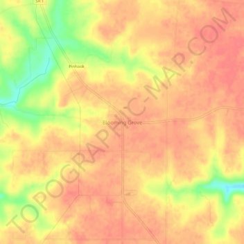 Topografisk kort Blooming Grove, højde, terræn