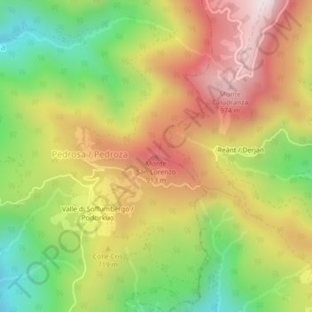 Topografisk kort Monte San Lorenzo, højde, terræn