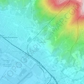 Topografisk kort Quinto Alto, højde, terræn