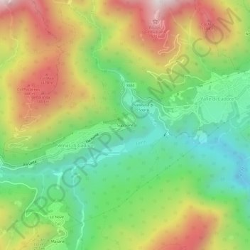 Topografisk kort Suppiane, højde, terræn