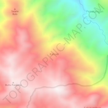 Topografisk kort Kabae, højde, terræn