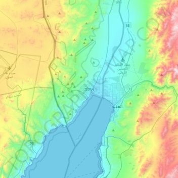 Topografisk kort Eilat, højde, terræn