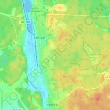 Topografisk kort Hallstalund, højde, terræn