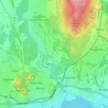 Topografisk kort Björkborn, højde, terræn