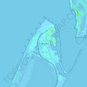 Topografisk kort Thyborøn, højde, terræn