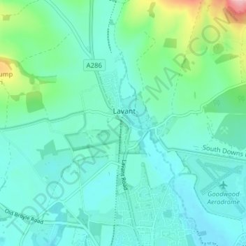 Topografisk kort Mid Lavant, højde, terræn