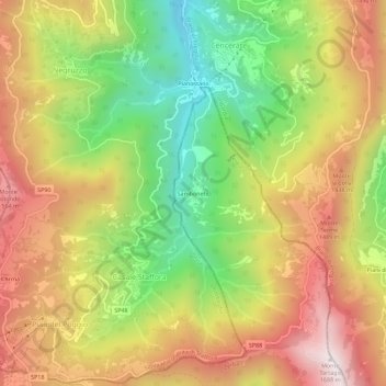 Topografisk kort Samboneto, højde, terræn