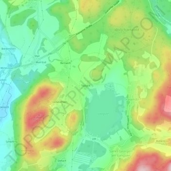 Topografisk kort Töplach, højde, terræn