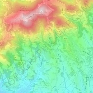 Topografisk kort Revigliasco, højde, terræn