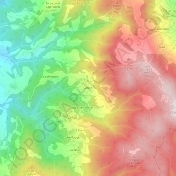 Topografisk kort Casole, højde, terræn