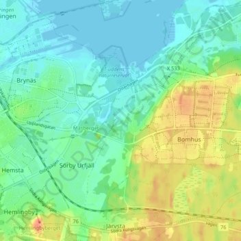 Topografisk kort Sjöäng, højde, terræn