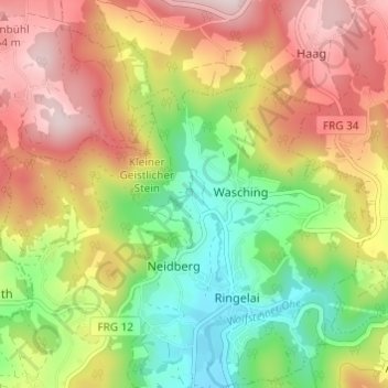Topografisk kort Heindlmühle, højde, terræn