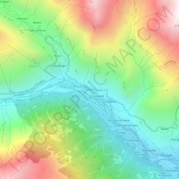 Topografisk kort Casetti, højde, terræn