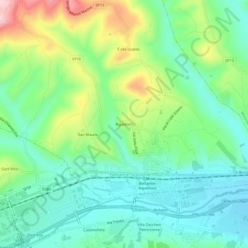 Topografisk kort Ripattoni, højde, terræn