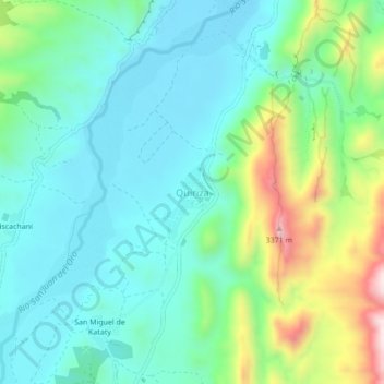 Topografisk kort Quiriza, højde, terræn