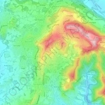 Topografisk kort Ca' Nova, højde, terræn