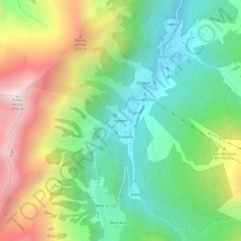 Topografisk kort Pomieri, højde, terræn