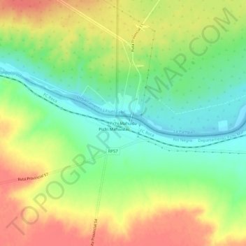 Topografisk kort Pichi Mahuida, højde, terræn