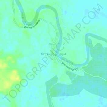 Topografisk kort Kembang Janggut, højde, terræn