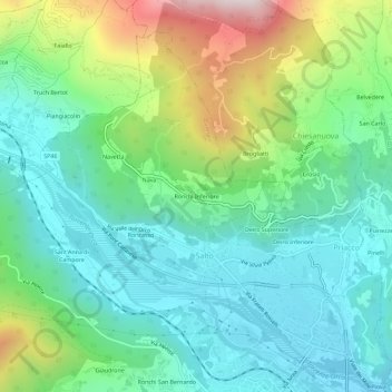 Topografisk kort Ronchi Inferiore, højde, terræn