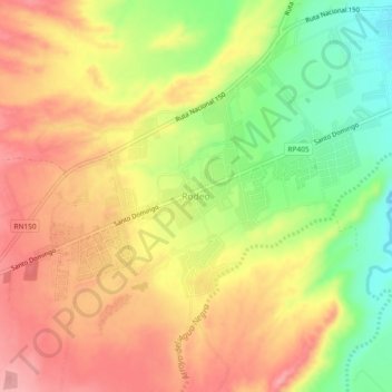 Topografisk kort Rodeo, højde, terræn