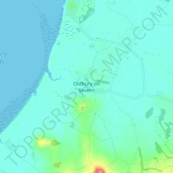 Topografisk kort Oldbury on Severn, højde, terræn