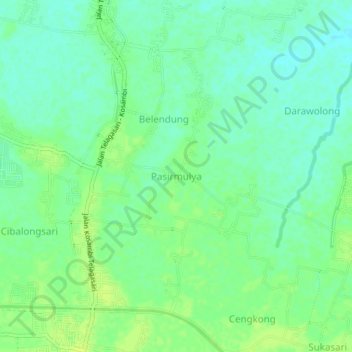Topografisk kort Pasirmulya, højde, terræn