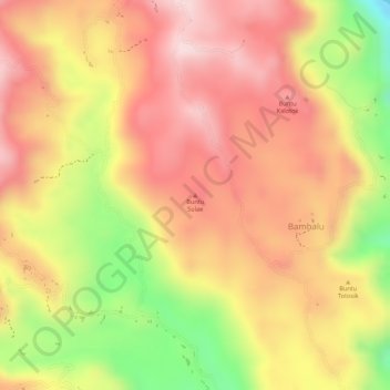 Topografisk kort Buntu Sulae, højde, terræn