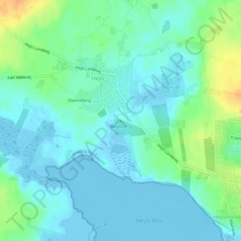 Topografisk kort Bøgebjerg, højde, terræn