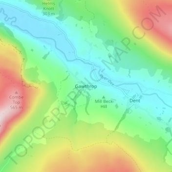 Topografisk kort Gawthrop, højde, terræn