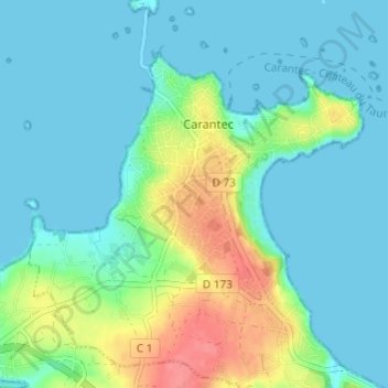 Topografisk kort Poullout, højde, terræn