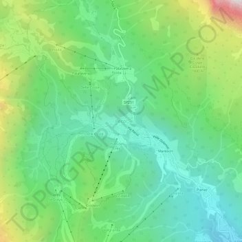 Topografisk kort Pecol, højde, terræn