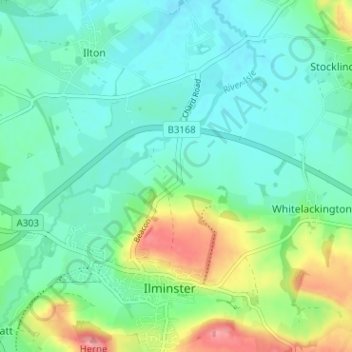 Topografisk kort Ashwell, højde, terræn