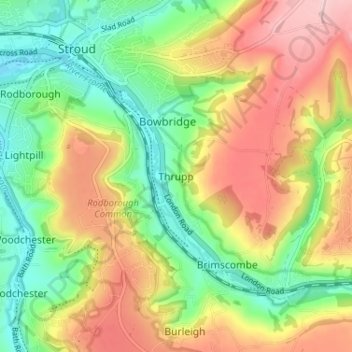 Topografisk kort Thrupp, højde, terræn