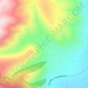 Topografisk kort Vlachata, højde, terræn
