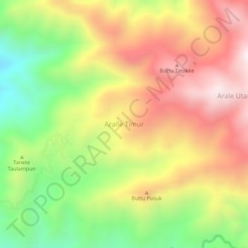 Topografisk kort Aralle Timur, højde, terræn
