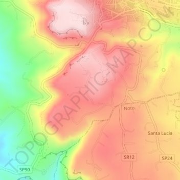 Topografisk kort Contrada Pineta, højde, terræn