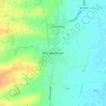 Topografisk kort Billingborough, højde, terræn