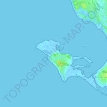 Topografisk kort Thorø, højde, terræn